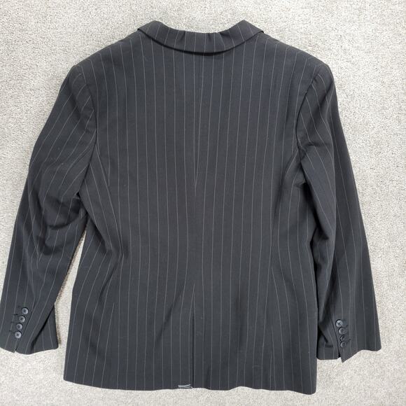 Vintage Norma‎ Kamali Boyfriend Suit Jacket Womens 16 Black Gray Pin Striped - Picture 12 of 16